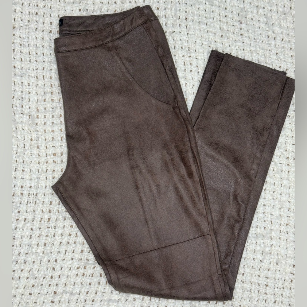 JLUXLABEL Brown Faux Leather Textured Pants Textured